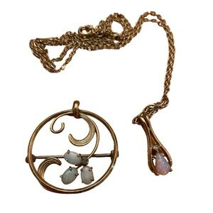 Necklace and pin with stones